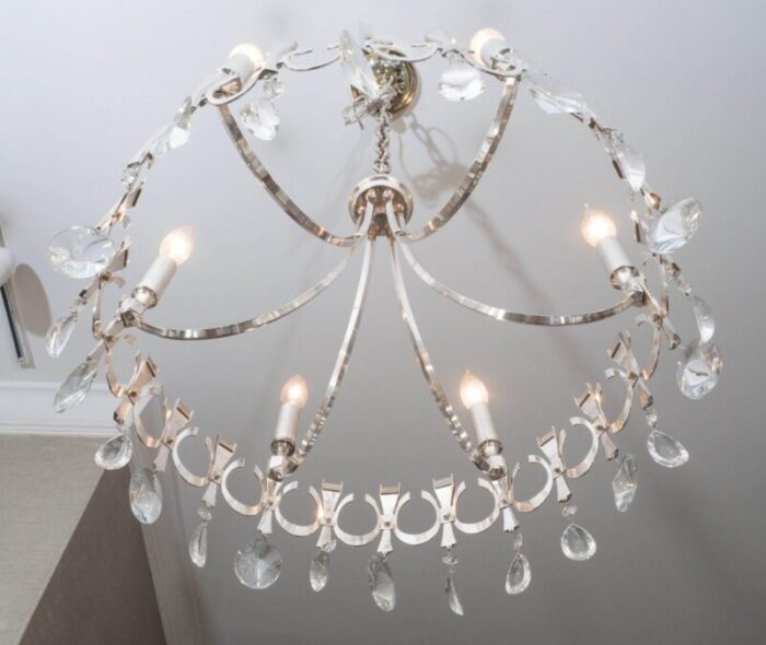 silverplate six light chandelier attributed to sciolari 8152