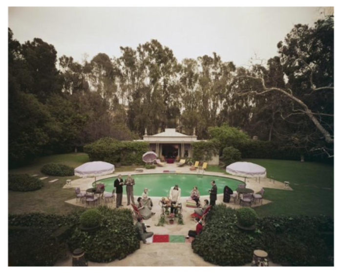 slim aarons beverly hills pool party estate stamped photographic print 1952 2020s 5669