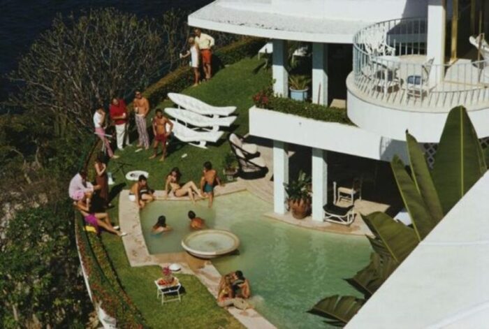 slim aarons clifftop pool estate stamped photographic print 1971 2020s 0755