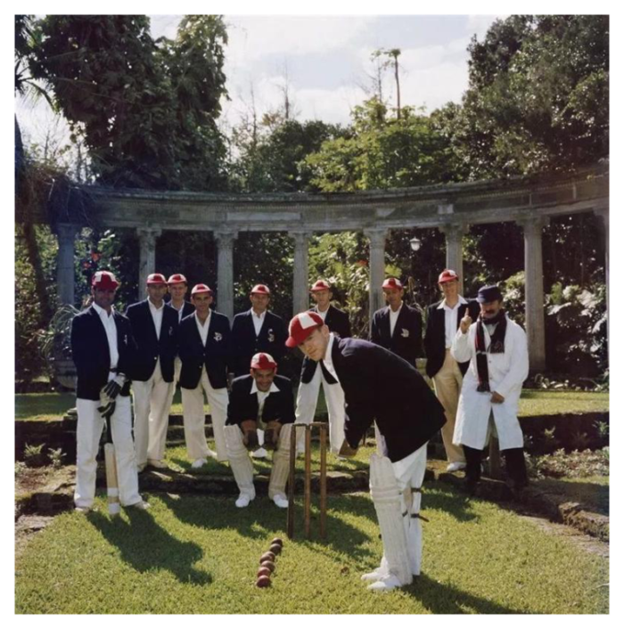 slim aarons dapper cricketers estate stamped photographic print 1957 2020s 9973