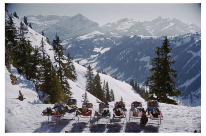 slim aarons lounging in gstaad estate stamped photographic print 1961 2020s 7164