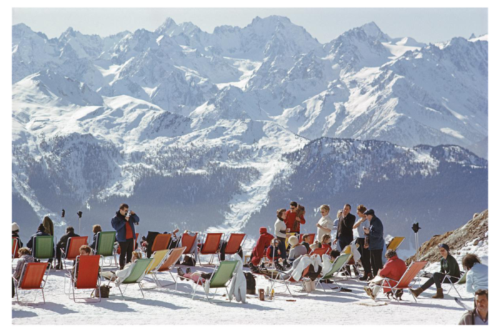 slim aarons lounging in verbier 1964 estate stamped photographic print 4929