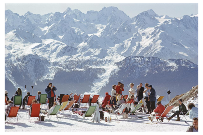 slim aarons lounging in verbier estate stamped photographic print 1964 2020s 4671