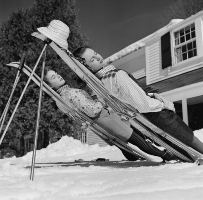 slim aarons new england skiing estate stamped photographic print 1955 2020s 4785