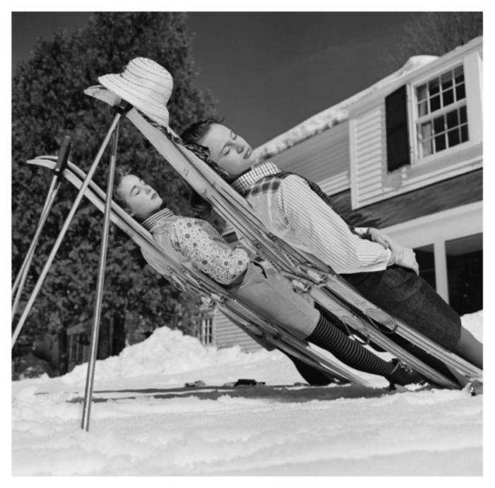 slim aarons new england skiing estate stamped photographic print 1955 2020s 7501