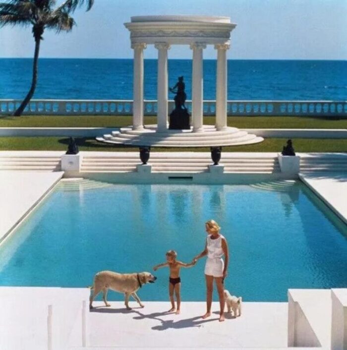 slim aarons nice pool estate stamped photographic print 1955 2020s 5454