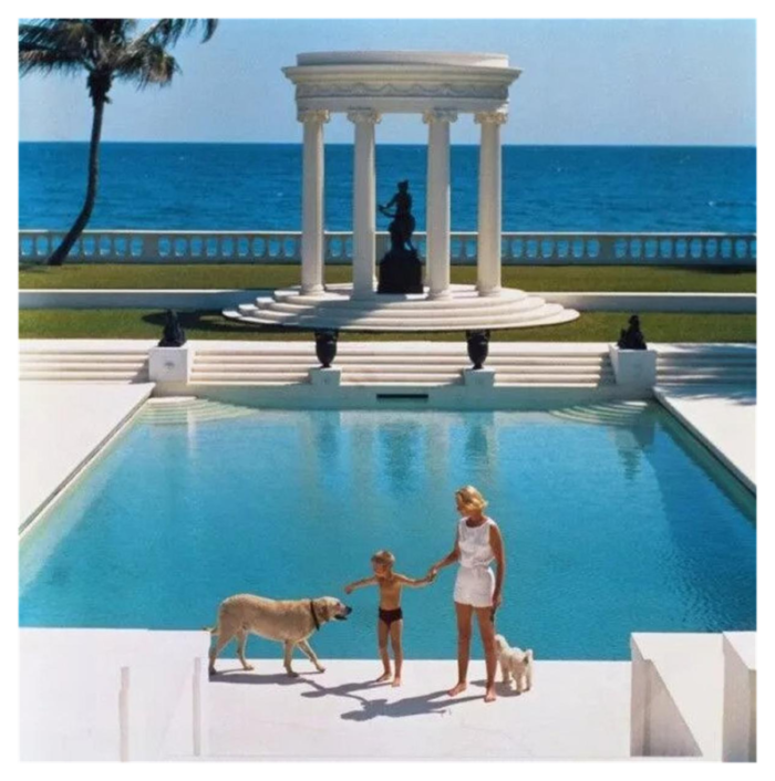 slim aarons nice pool estate stamped photographic print 1955 2020s 5990