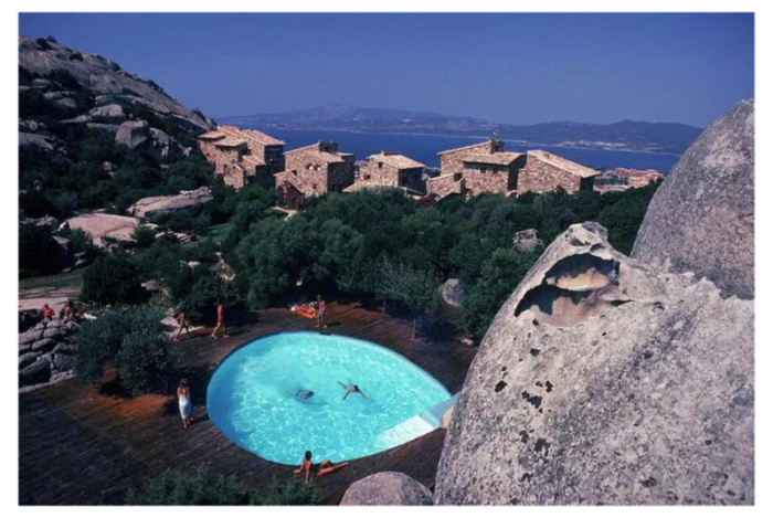 slim aarons pool at porto rotondo estate stamped photographic print 1982 2020s 4268