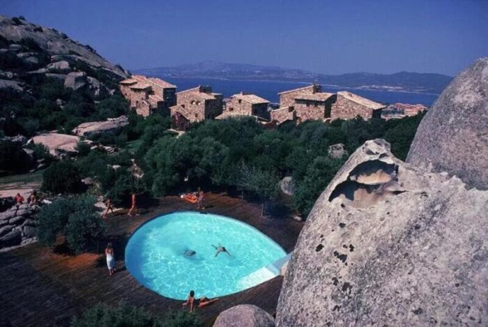 slim aarons pool at porto rotondo estate stamped photographic print 1982 2020s 6963