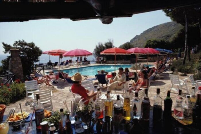 slim aarons poolside bar estate stamped photographic print 1980 2020s 2991