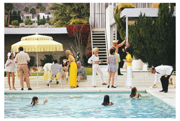 slim aarons poolside entertaining 1970s estate stamped photographic print 6267