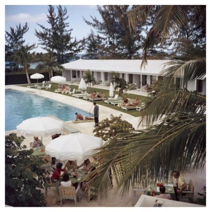 slim aarons poolside service estate stamped photographic print 1962 2020s 7796