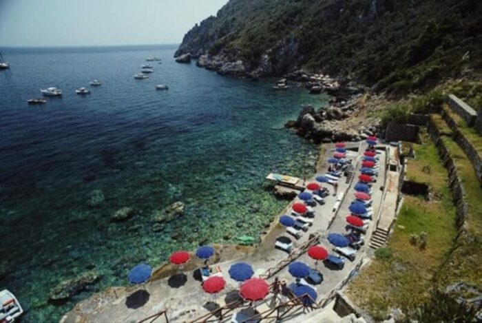 slim aarons porto ercole beach estate stamped photographic print 1991 2020s 0775