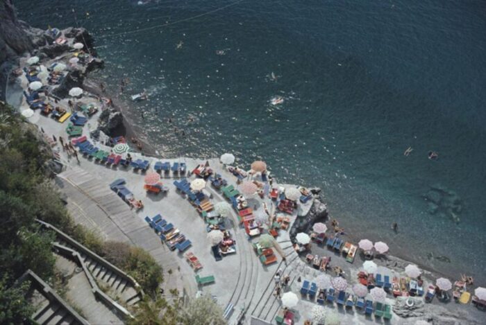 slim aarons positano beach estate stamped photographic print 1979 2020s 1330