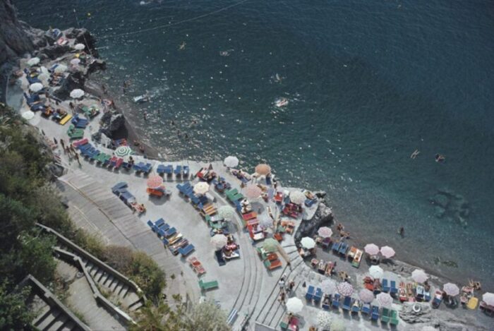 slim aarons positano beach estate stamped photographic print 1979 2020s 2148