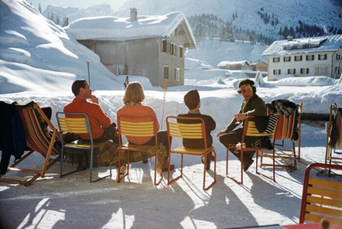 slim aarons relaxing in lech estate stamped photographic print 1960 2020s 9767