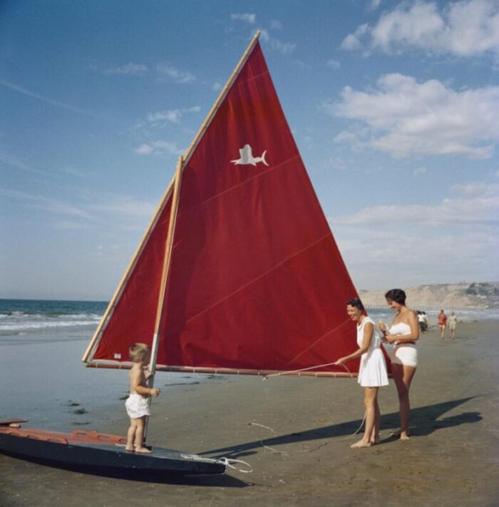 slim aarons sailboat in san diego estate stamped photographic print 1960 2020s 4727