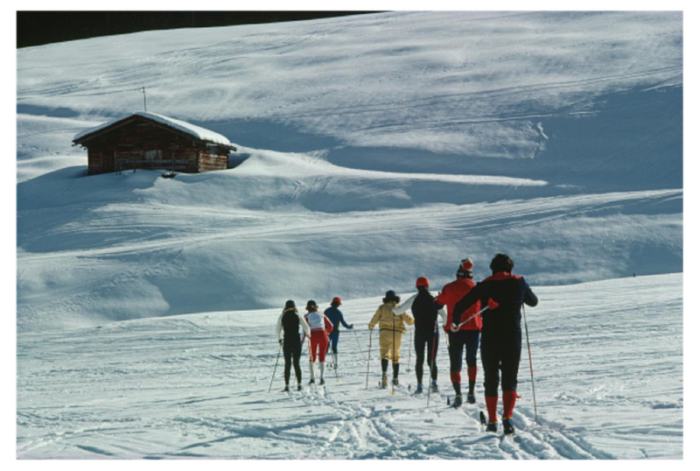 slim aarons skiers in lech estate stamped photographic print 1979 2020s 0667