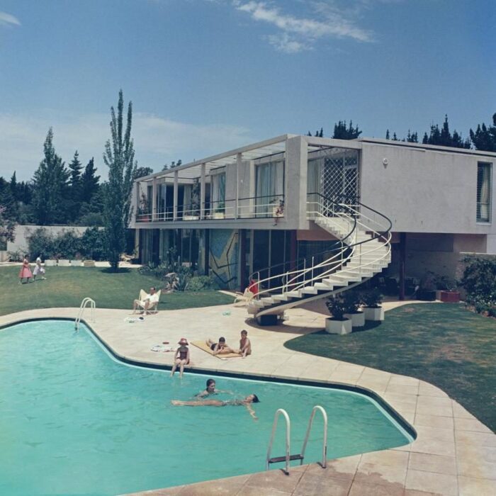 slim aarons south africa swimming pool estate stamped photographic print 1958 2020s 8396