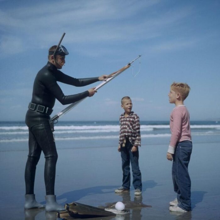 slim aarons spear fishing in san diego estate stamped photographic print 1956 2020s 3150 scaled