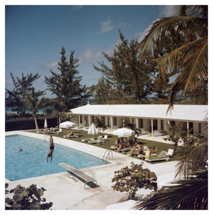 slim aarons taking the plunge estate stamped photographic print 1962 2020s 1144