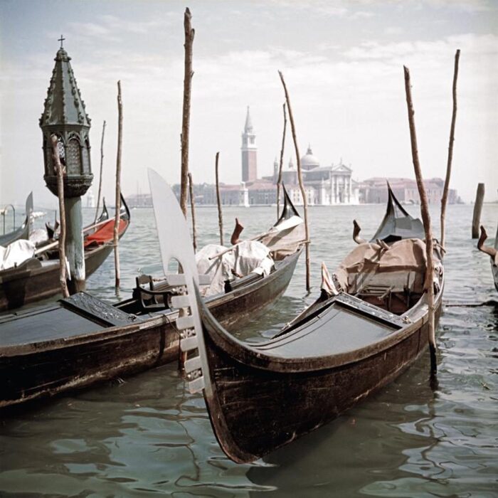 slim aarons venice gondolas estate stamped photographic print 1957 2020s 3815