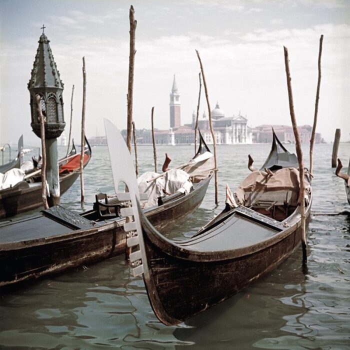 slim aarons venice gondolas estate stamped photographic print 1957 2020s 9275