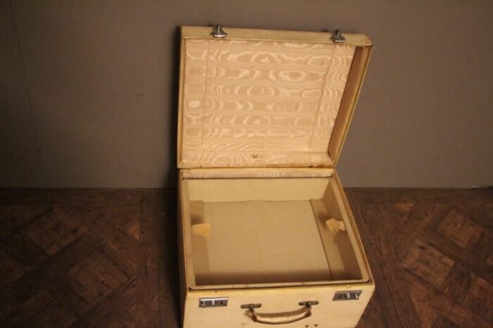 small beige vellum steamer trunk 1920s 12