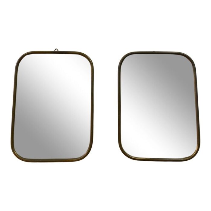 small italian brass framed mirrors 1950s set of 2 1