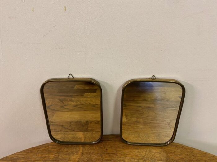 small italian brass framed mirrors 1950s set of 2 4