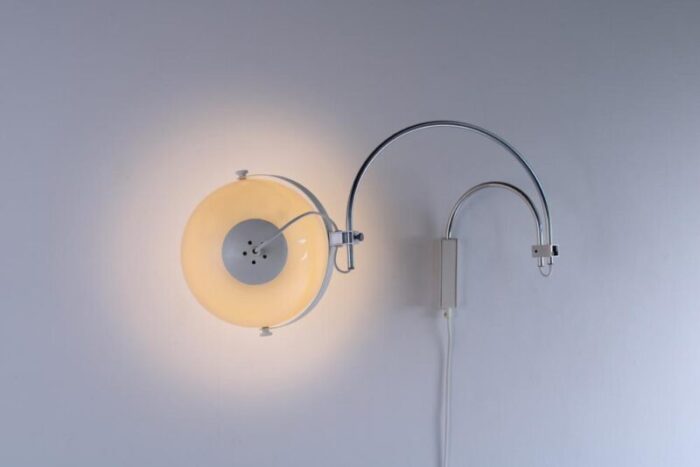 small swinging arm articulated arc wall lamp by anvia 1970s 8586