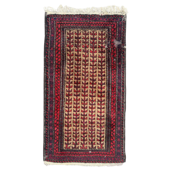 small vintage baluch rug 1950s 7155