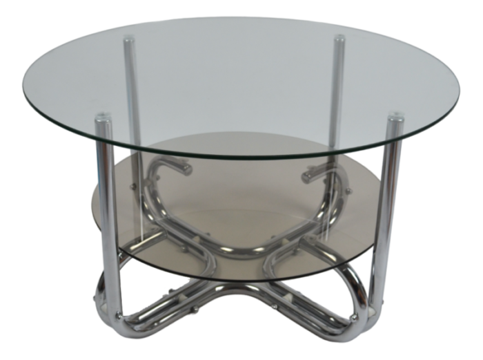 space age chrome coffee table with double top 1970s 2734