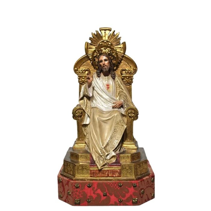 spanish sacred heart of jesus sitting on the throne with gold leaf by christian olot art imagery house 19th century 1