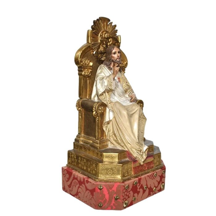 spanish sacred heart of jesus sitting on the throne with gold leaf by christian olot art imagery house 19th century 2