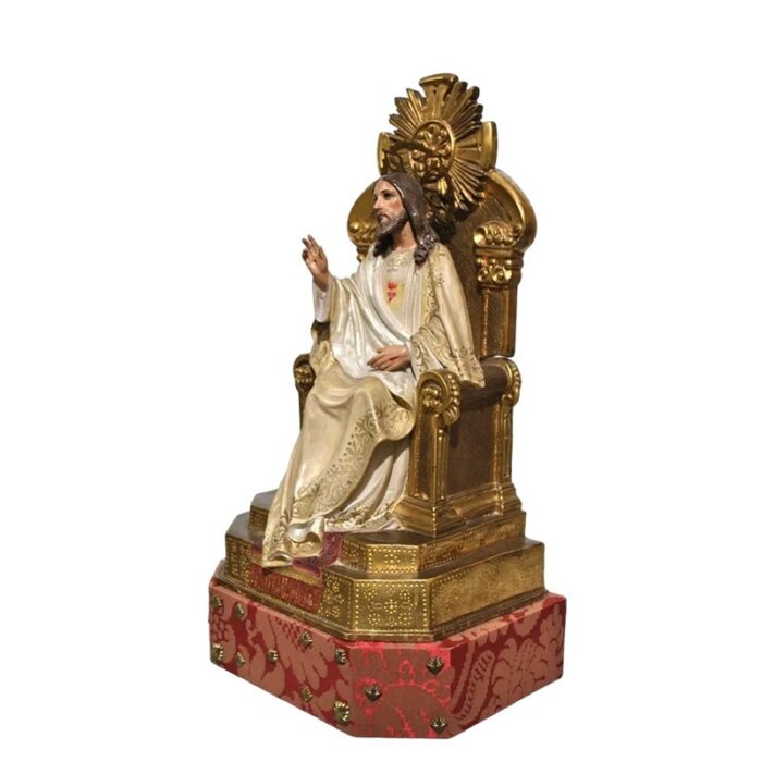 spanish sacred heart of jesus sitting on the throne with gold leaf by christian olot art imagery house 19th century 3