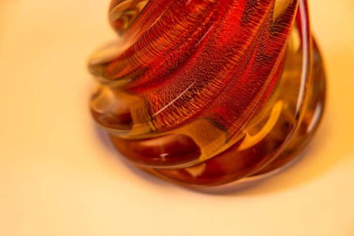 spiral shaped table lamp in pink colored murano glass italy 1950s 2720