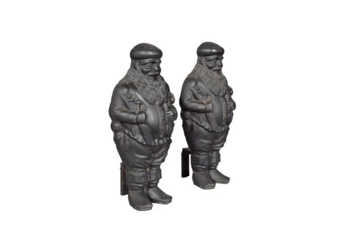 st nicholas cast iron andirons a pair 5314