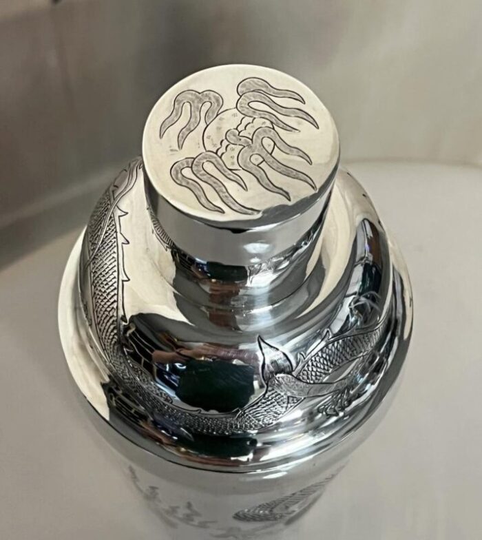 sterling silver dragon cocktail shaker 1900s 3