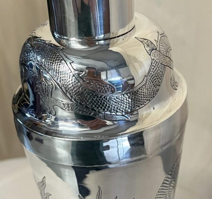 sterling silver dragon cocktail shaker 1900s 5