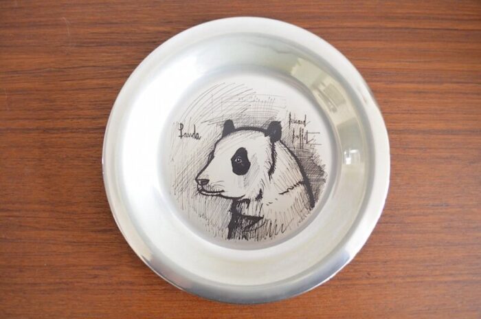 sterling silver silver wall plate panda by bernard buffet 1970s 1