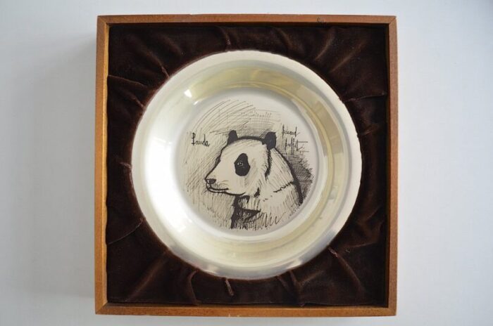 sterling silver silver wall plate panda by bernard buffet 1970s 2