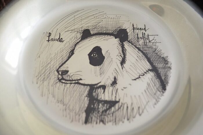 sterling silver silver wall plate panda by bernard buffet 1970s 4