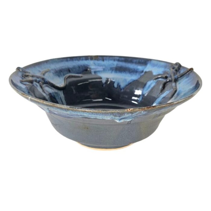 studio art pottery blue gray lizard centerpiece bowl 1225 1478