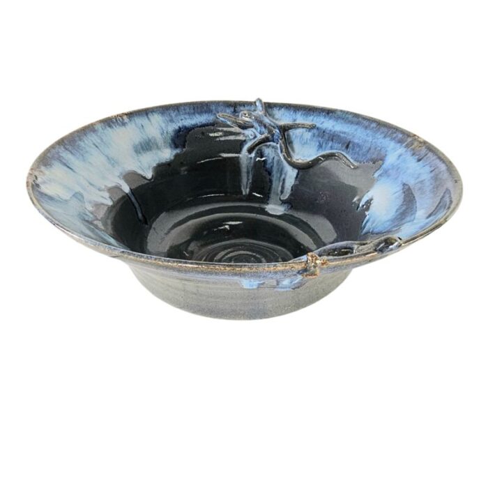 studio art pottery blue gray lizard centerpiece bowl 1225 3597