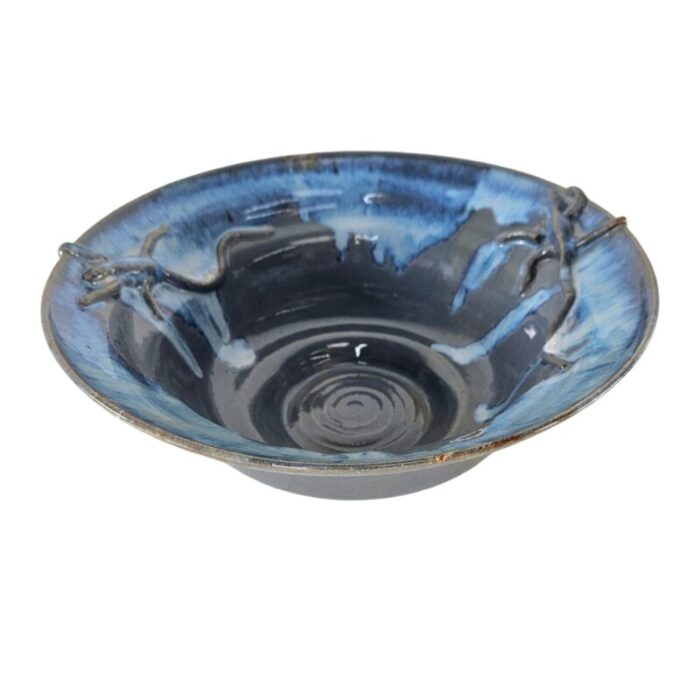 studio art pottery blue gray lizard centerpiece bowl 1225 7881