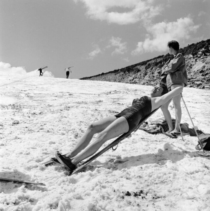 sunbathing skier 1957 silver gelatin fibre print 1352