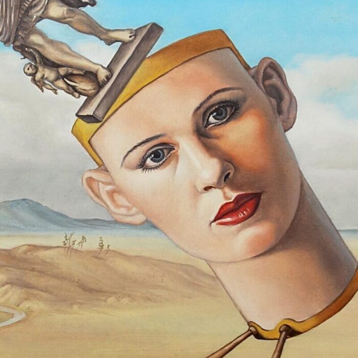 surrealist painting of a stylized head by k mitovski 1993 6