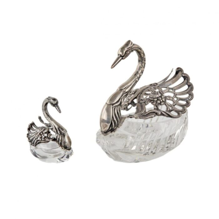 swan salt cellars or bonbonnieres set of 2 1