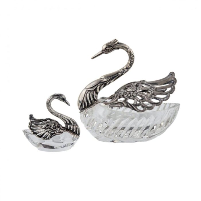 swan salt cellars or bonbonnieres set of 2 2